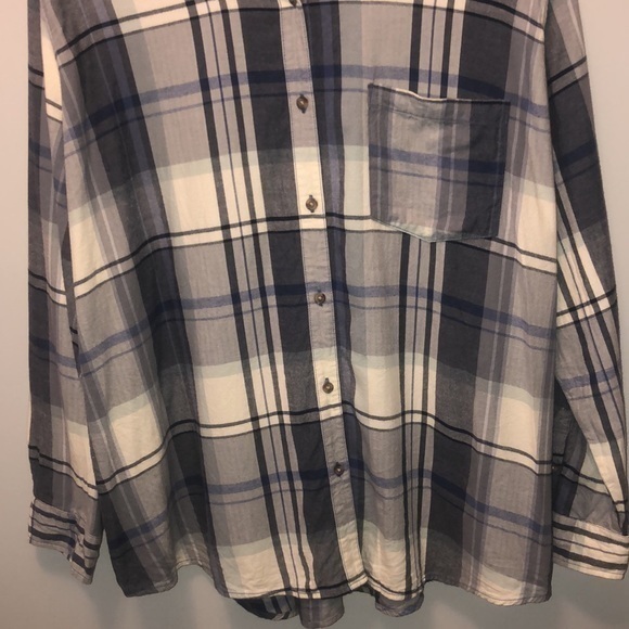 UNIVERSAL THREADS Button Down Blue & Gray Flannel/ Women's Size XXL "EUC" - Picture 4 of 11